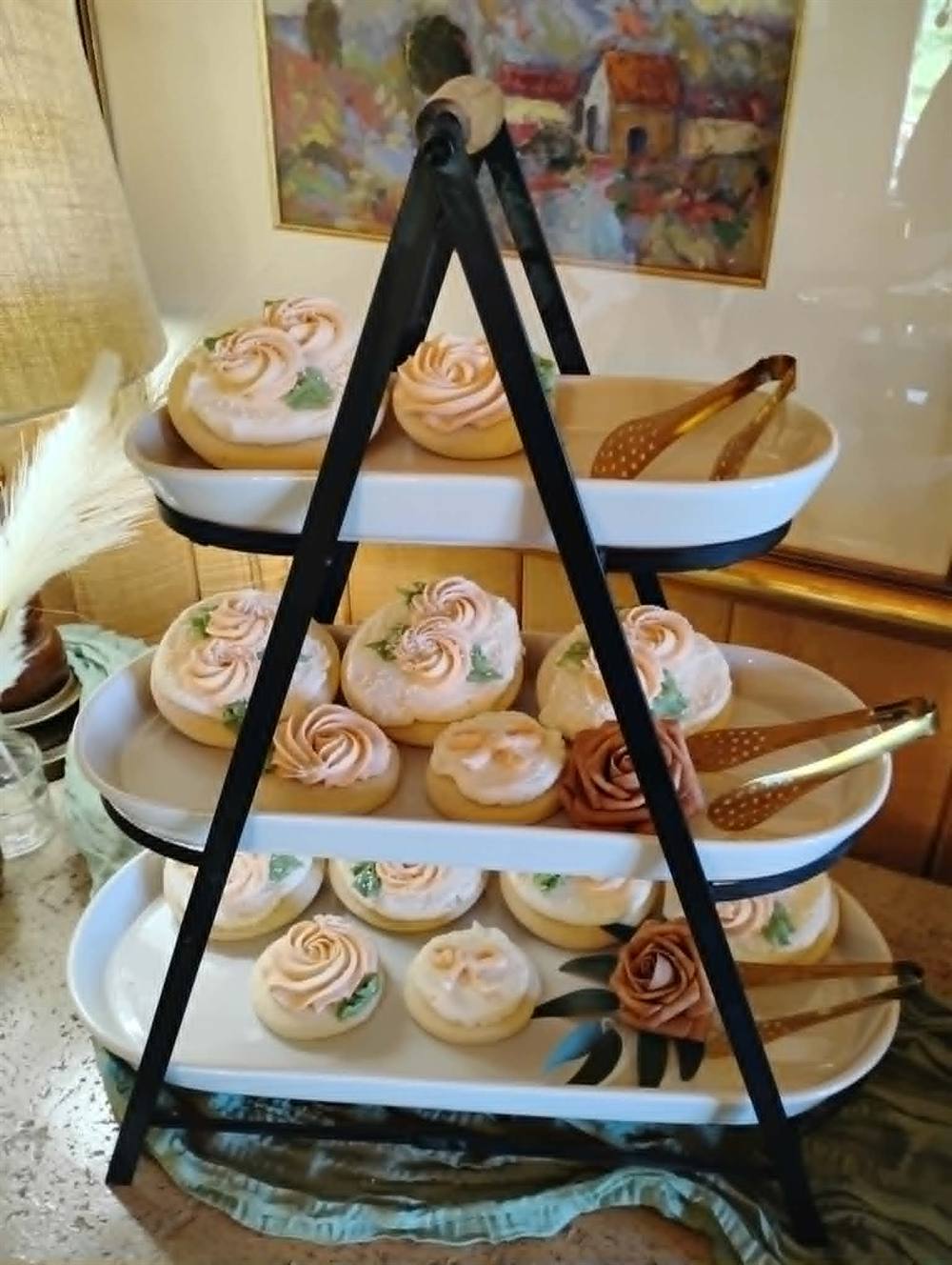 Tiered dessert display with assorted sweets for a catered event